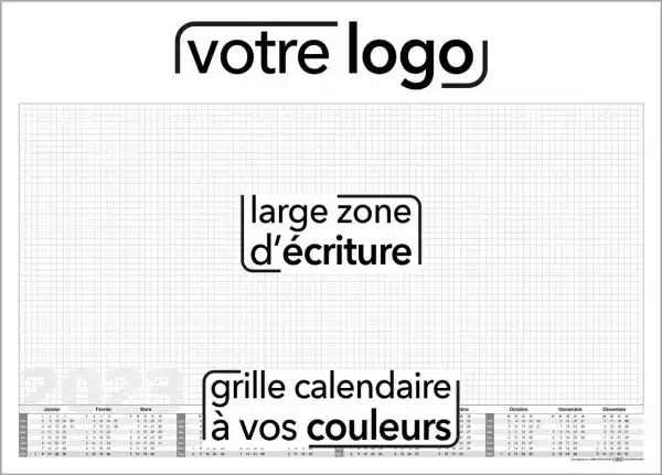 Sous-main publicitaire avec calendrier vacances scolaires 2023-2024