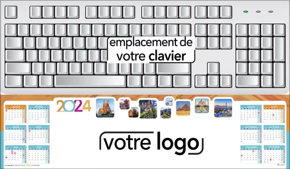 Impression sous-main clavier personnalisable avec calendrier