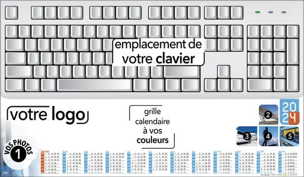 Calendrier sous-main personnalisé clavier ordinateur