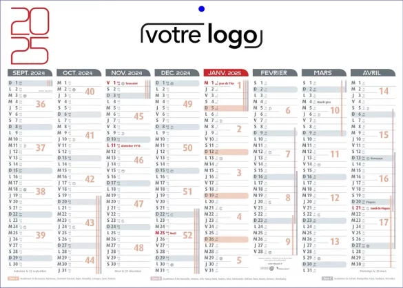 calendriers publicitaires scolaire 2024 2025 personnalisé pour les entreprises