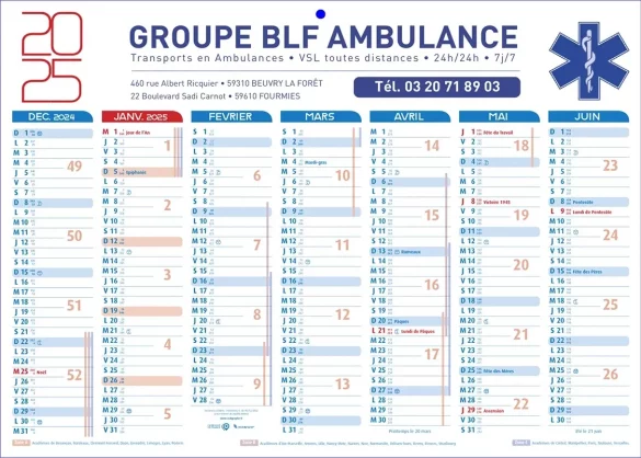 Calendriers ambulancier personnalisables avec des ambulances pas cher