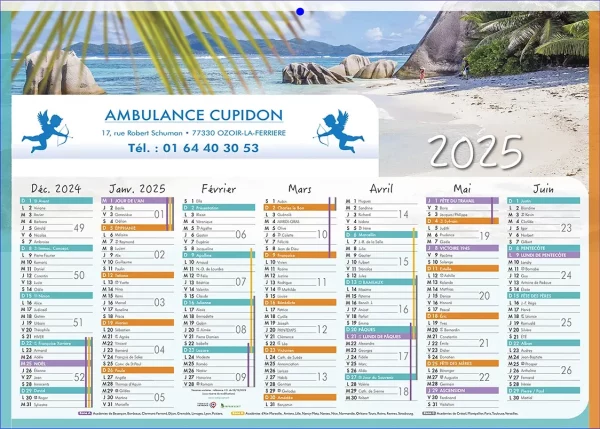 Calendrier ambulances personnalisable avec des ambulances pas cher