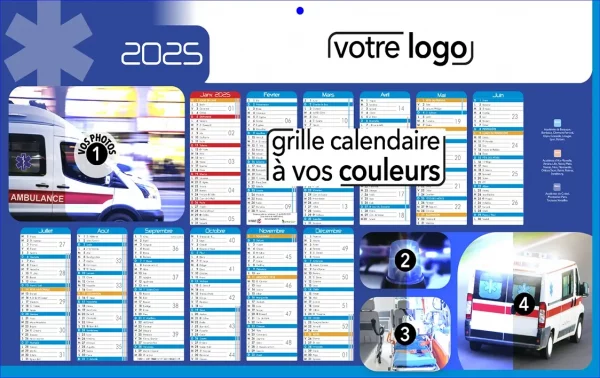 Calendrier  publicitaire  de poche personnalisable pour l'ambulancier