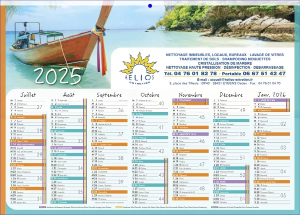 Calendrier bancaire publicitaire Îles 2 faces 14mois