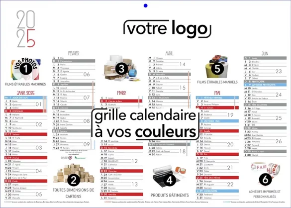 Impression calendriers de poche 2025 illustré personnalisé pour l'entreprise