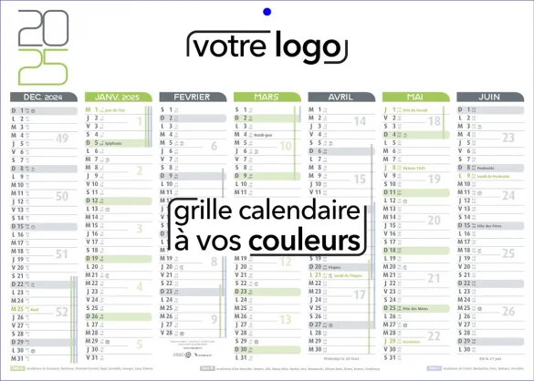 calendrier publicitaire bancaire personnalisé avec votre publicité et logos