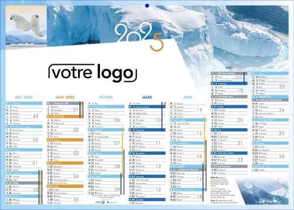 calendrier banque publicitaire personnalisé logo pas cher