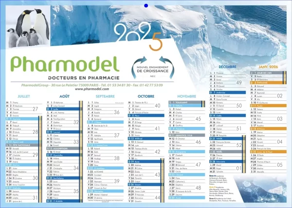 Calendrier bancaire publicitaire Green 2 faces 12 mois