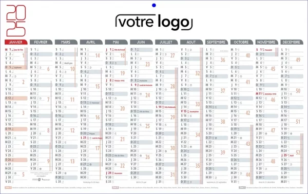 calendrier professionnel personnalisé pour l'entreprise avec son logo