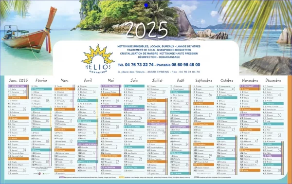 Calendrier Maxi-bancaire personnalisé Îles 12 mois sur une face