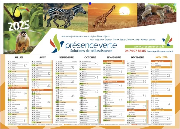 Calendrier de poche publicitaire professionnel