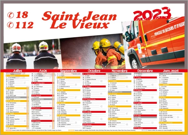 Fabricant de calendriers  sapeurs pompiers cartonnés